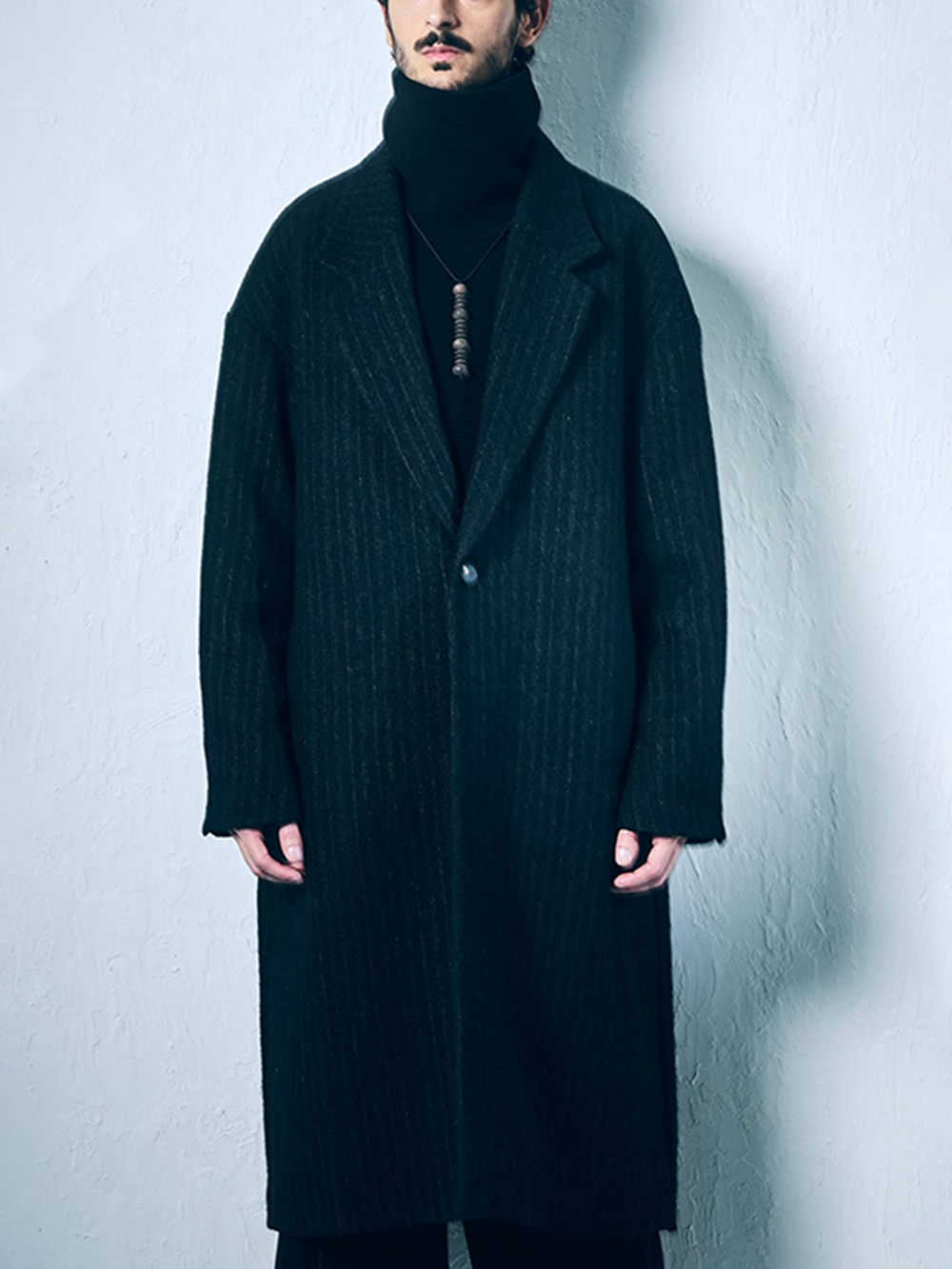 CROMAGNON - 25-26AW - Coats - Light Coat Soft Wool Stripe （BLACK STRIPE） / CC-SSTWL 1-003