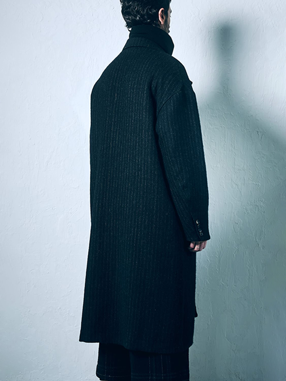 CROMAGNON - 25-26AW - Coats - Light Coat Soft Wool Stripe （BLACK STRIPE） / CC-SSTWL 1-003