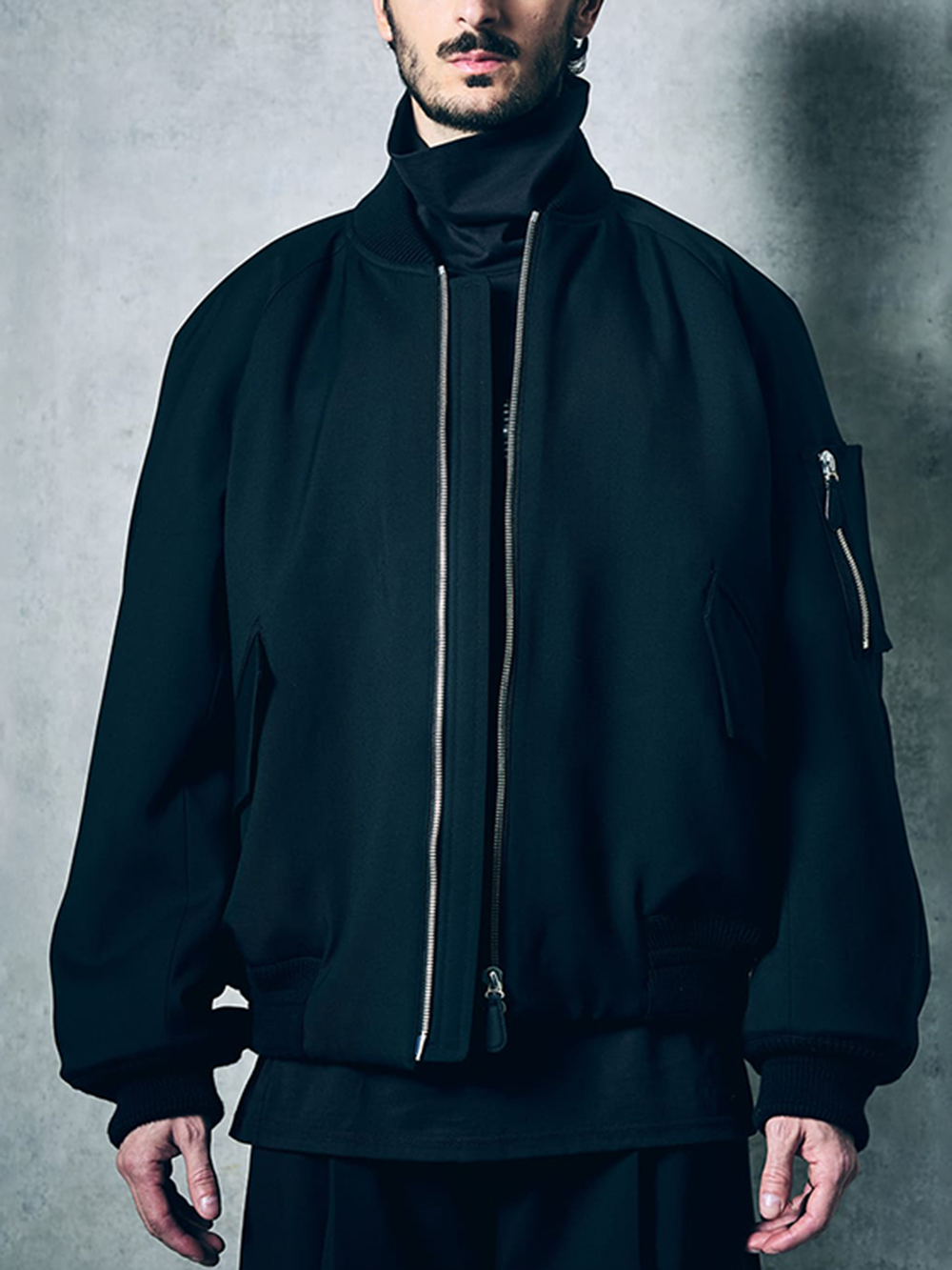 CROMAGNON - 25-26AW  - Jacket - MA-1 Jacket Wool Gabardine （BLACK） / CJ-LSRGB 2-005