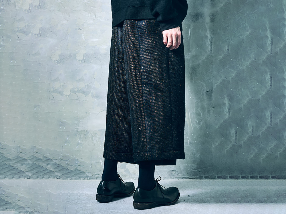 CROMAGNON - 25-26AW - Pants - Cropped Pants Hand Woven Stripe （BLACK STRIPE） / CP-HWSCP 4-002