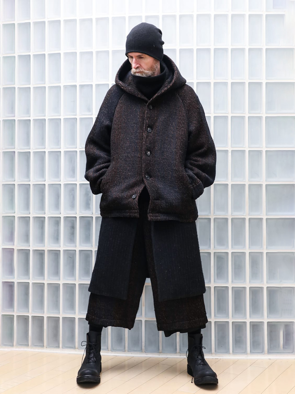 CROMAGNON - 25-26AW - Pants - Cropped Pants Hand Woven Stripe （BLACK STRIPE） / CP-HWSCP 4-003