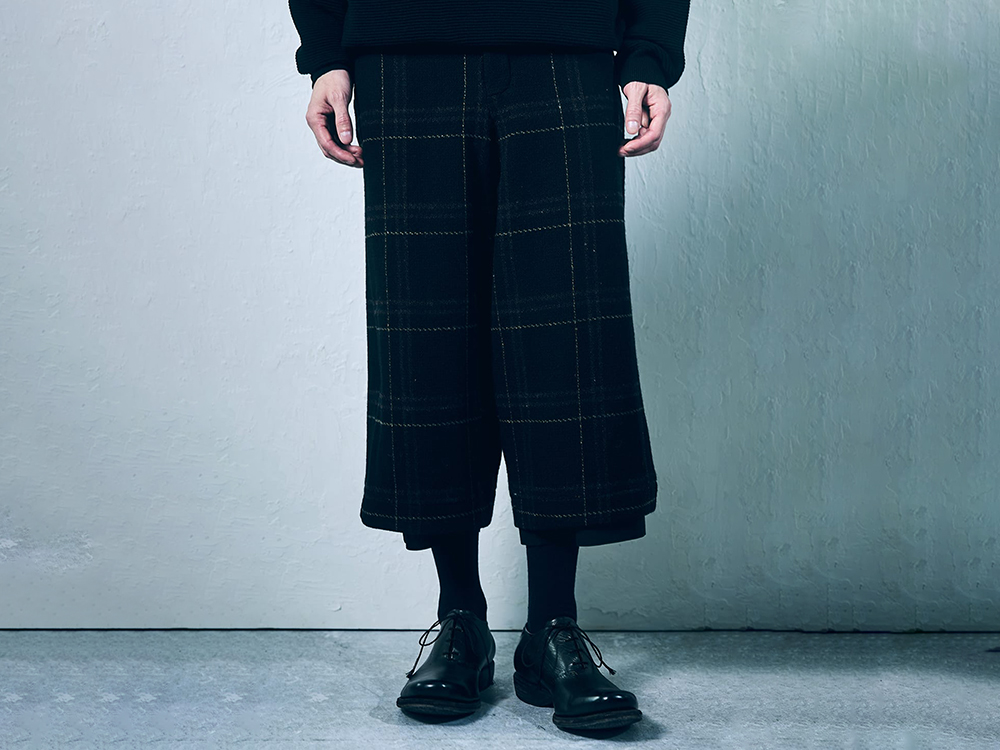CROMAGNON - 25-26AW - Pants - Cropped Pants Shetland Wool Check （BLACK CHECK） / CP-BSWCP 4-004