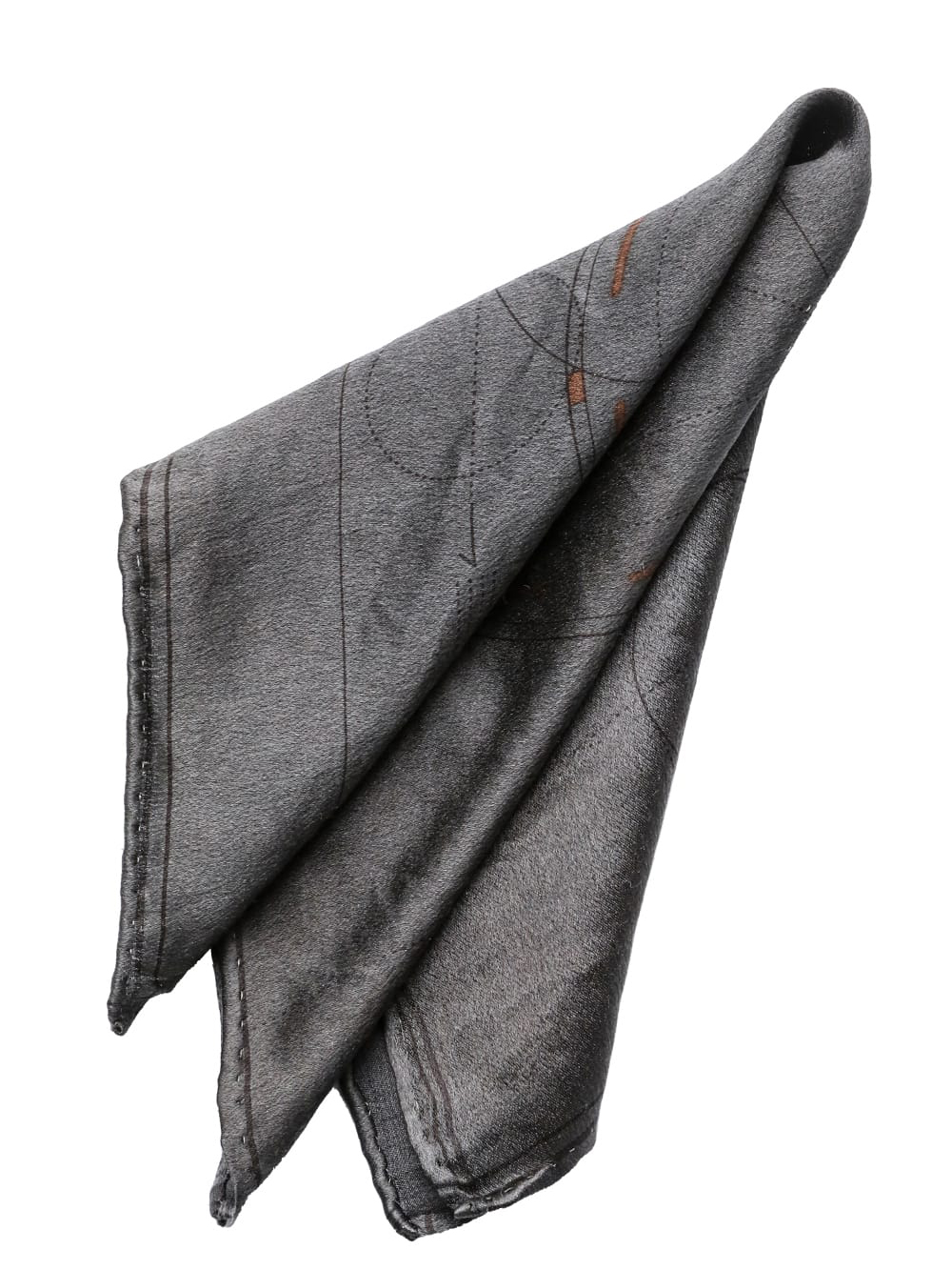 CROMAGNON - 25-26AW - Accessories - Hand Printing Silk Pocket Chief （CHARCOAL） / CA-TTSP 5-002