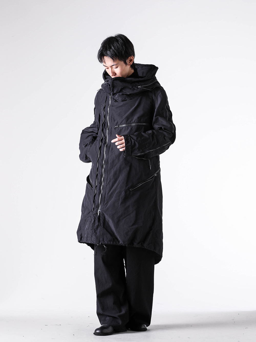 nude : masahiko maruyama ウールコート nude:masahiko maruyama - MULTI ZIP MILITARY HOODIE COAT