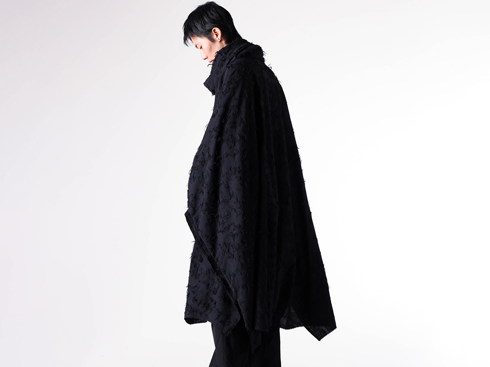 nude:masahiko maruyama - 25-26AW - Shirt - CUT JACQUARD PONCHO SHIRT WITH SNOOD （Black） / NU-1864 4-002