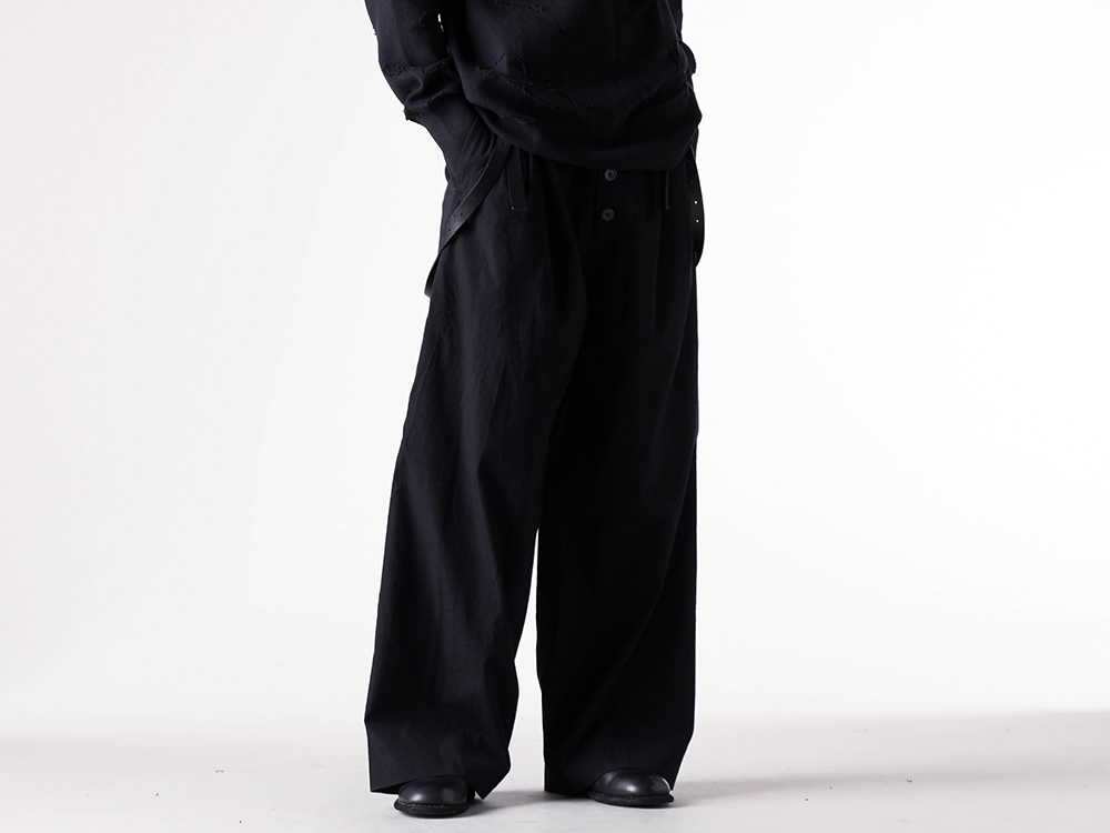nude:masahiko maruyama - 25-26AW - Pants - WIDE LEG PANTS WITH LEATHER SUSPENDERS （Black） / NU-1875 - 品番+商品名5-4 5-001