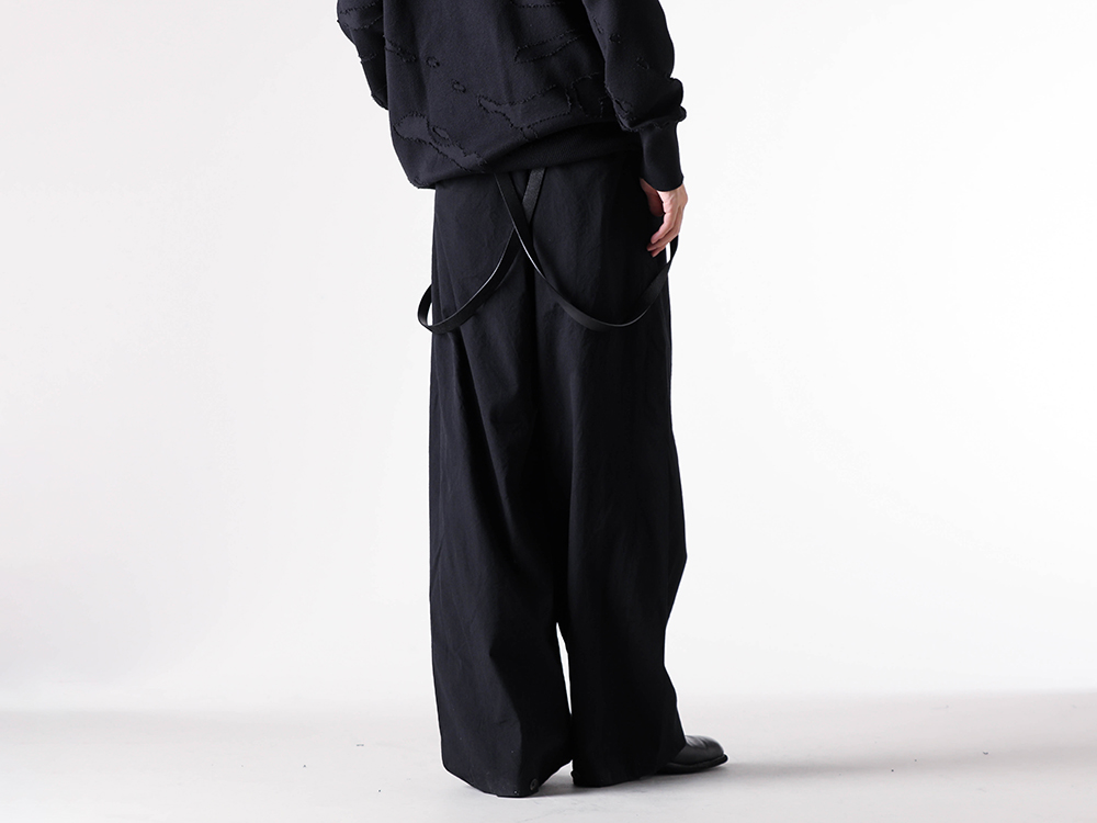 nude:masahiko maruyama - 25-26AW - Pants - WIDE LEG PANTS WITH LEATHER SUSPENDERS （Black） / NU-1875 - 品番+商品名5-4 5-002