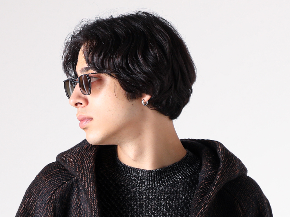 CROMAGNON - 25-26AW - A hooded coat crafted with meticulous attention to fabric selection - Hooded Coat Hand Woven Stripe (CC-SVHWS) - Loose Fit Knit Cotton / Wool (KTS-LWML) - Clip On Sunglasses (RG1999TVA) 1-0010