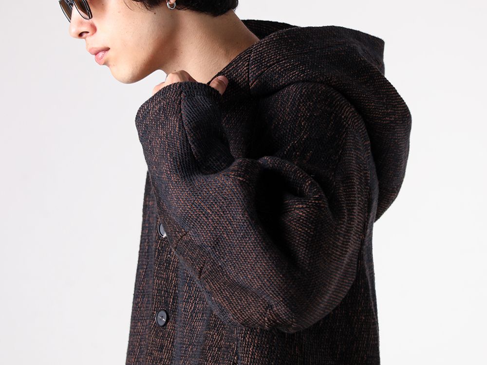 CROMAGNON - 25-26AW - A hooded coat crafted with meticulous attention to fabric selection - Hooded Coat Hand Woven Stripe (CC-SVHWS) - Loose Fit Knit Cotton / Wool (KTS-LWML) - Clip On Sunglasses (RG1999TVA) 1-003
