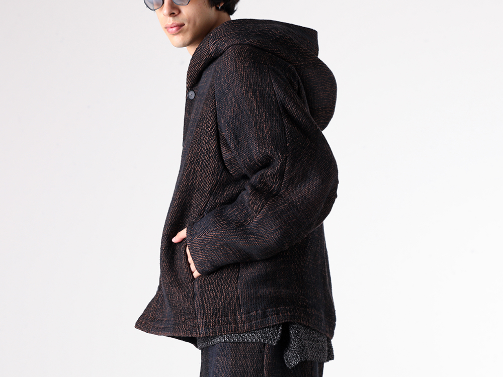 CROMAGNON - 25-26AW - A hooded coat crafted with meticulous attention to fabric selection - Hooded Coat Hand Woven Stripe (CC-SVHWS) - Loose Fit Knit Cotton / Wool (KTS-LWML) - Clip On Sunglasses (RG1999TVA) 1-004