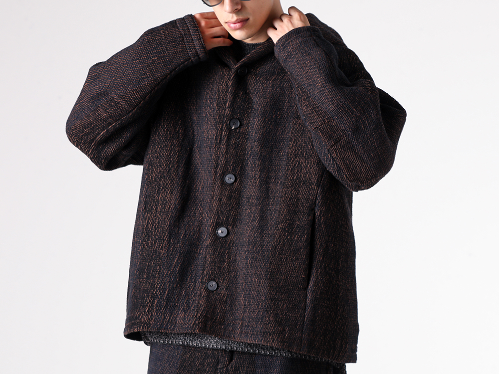 CROMAGNON - 25-26AW - A hooded coat crafted with meticulous attention to fabric selection - Hooded Coat Hand Woven Stripe (CC-SVHWS) - Loose Fit Knit Cotton / Wool (KTS-LWML) - Clip On Sunglasses (RG1999TVA) 1-005