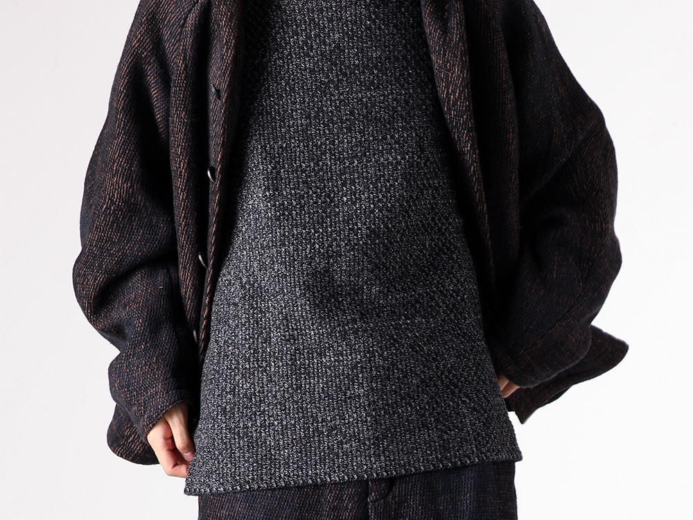 CROMAGNON - 25-26AW - A hooded coat crafted with meticulous attention to fabric selection - Hooded Coat Hand Woven Stripe (CC-SVHWS) - Loose Fit Knit Cotton / Wool (KTS-LWML) - Clip On Sunglasses (RG1999TVA) 1-007