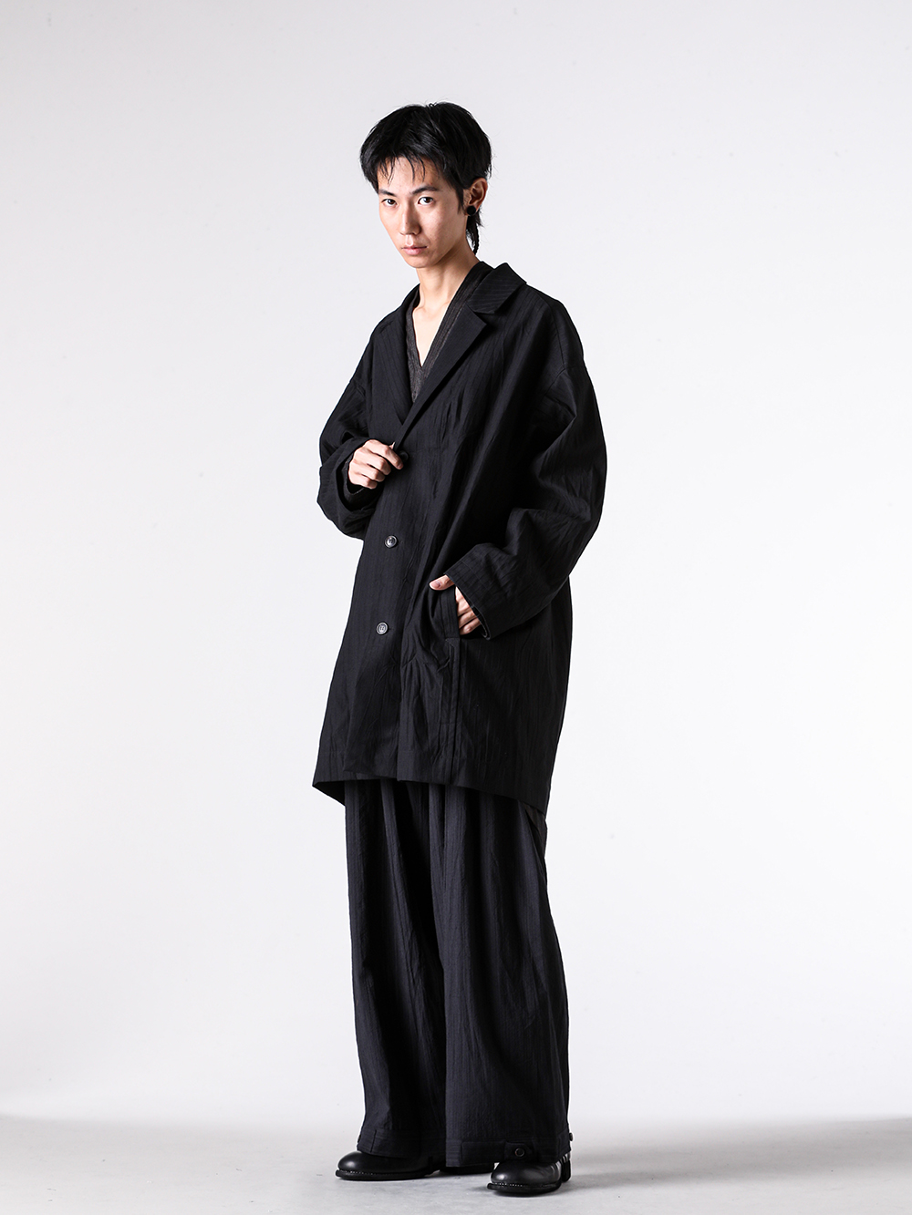 JAN-JANVANESSCHE(ヤンヤンヴァンエシュ) - 25-26AW - コート - BLAZER STYLE OVER COAT （Black Striped） / COAT#33 1-006