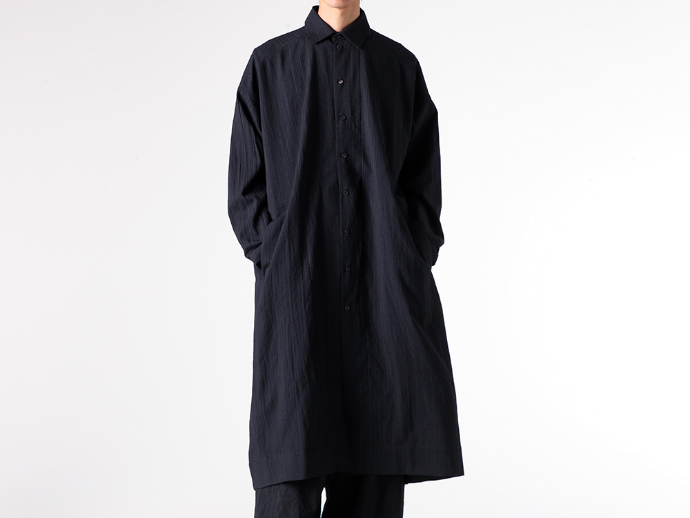 JAN-JANVANESSCHE(ヤンヤンヴァンエシュ) - 25-26AW - シャツ - LONG SHIRT WITH BACK SPLIT （Dark Striped） / SHIRT#111< 4-001