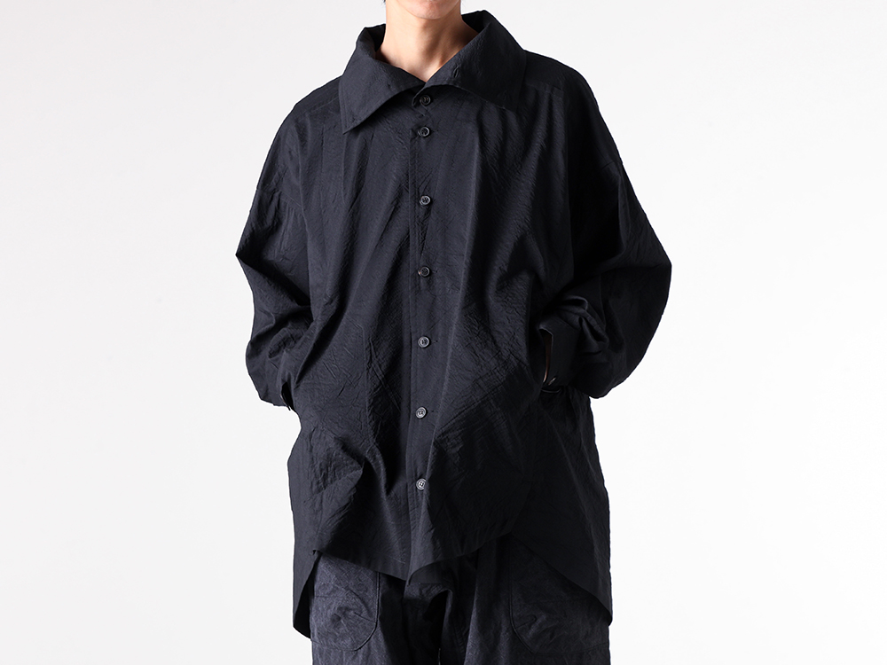 JAN-JANVANESSCHE(ヤンヤンヴァンエシュ) - 25-26AW - シャツ - SHIRT JACKET WITH HIGH STANDING COLLAR （Deep Black） / SHIRT#110 4-003