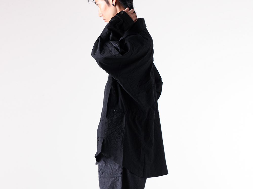 JAN-JANVANESSCHE(ヤンヤンヴァンエシュ) - 25-26AW - シャツ - SHIRT JACKET WITH HIGH STANDING COLLAR （Deep Black） / SHIRT#110 4-004