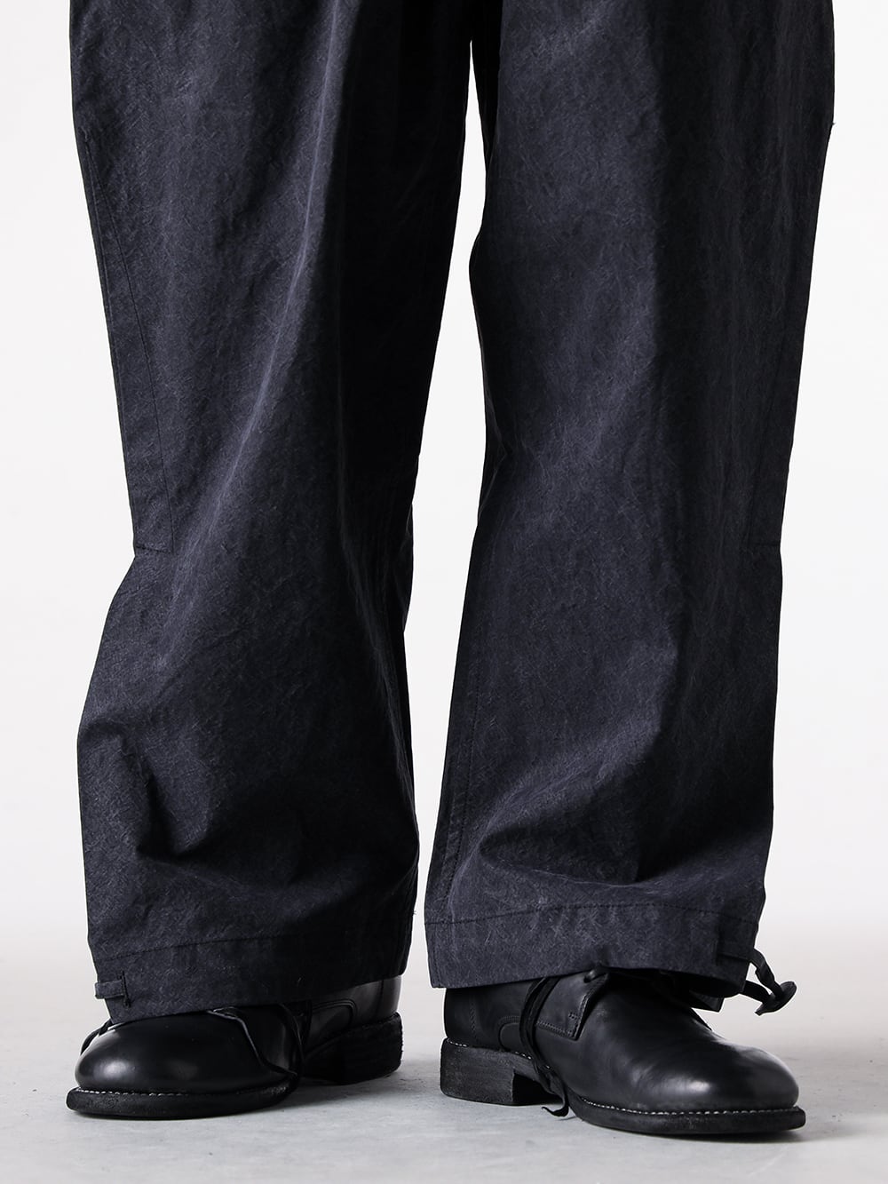 JAN-JAN VAN ESSCHE - 25AW  - 下半身 - TROUSERS#88 - LOOSE FIT SINGLE PLEATED TROUSERS （Black） - 992X - Classic Derby Shoes Laced Up Single Sole Wide Model （Black） 2-005