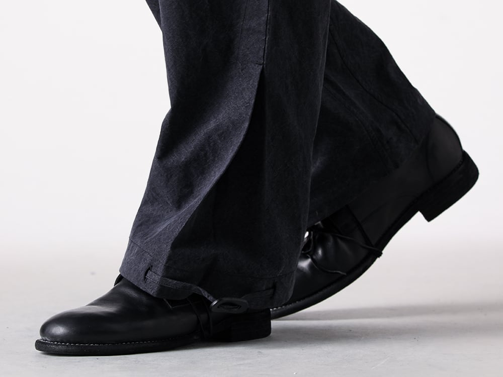 JAN-JAN VAN ESSCHE - 25AW  - 下半身 - TROUSERS#88 - LOOSE FIT SINGLE PLEATED TROUSERS （Black） - 992X - Classic Derby Shoes Laced Up Single Sole Wide Model （Black） 2-006