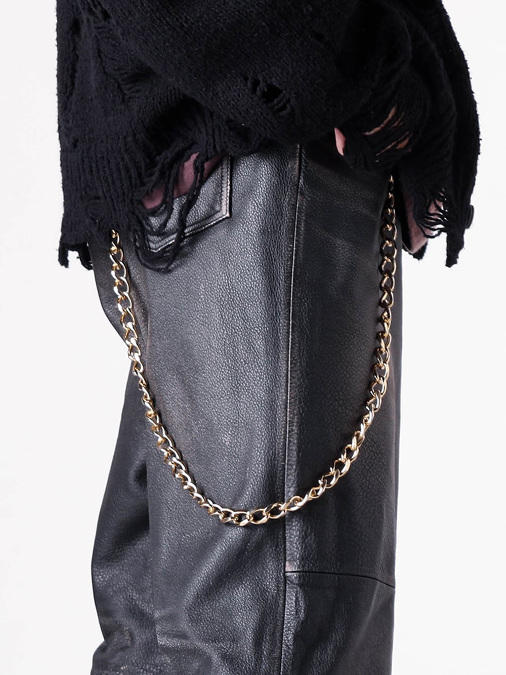 KAMIYA - 25AW  - Vintage leather pants designed for immediate impact, not gradual aging - G12AC075 - Long Wallet Chain 2-005