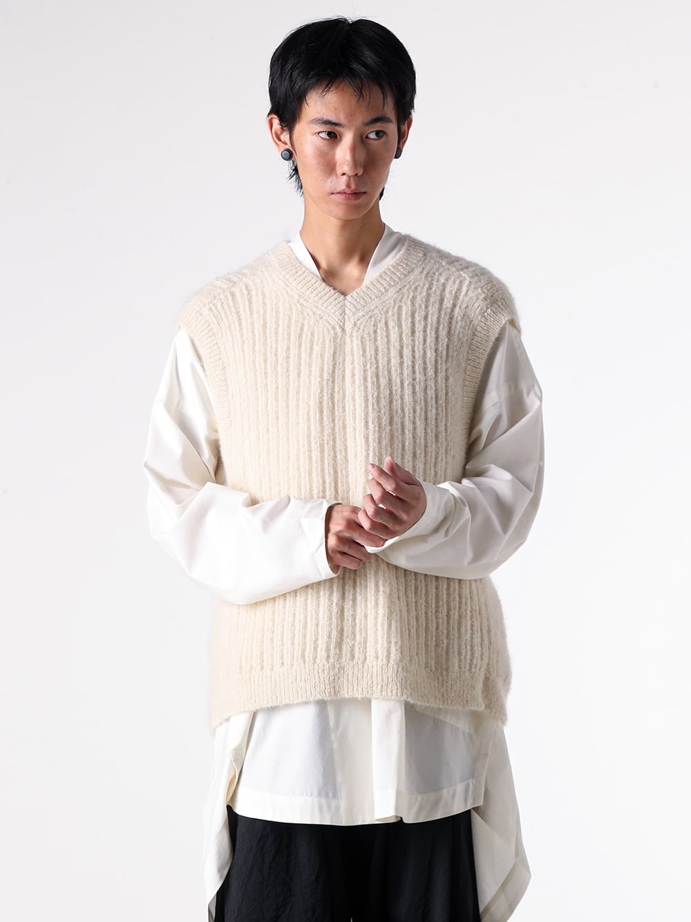 O project - 25AW Styling - Upper Body - KNIT#72 - SLEEVELESS V-NECK KNIT - TUNIC#42 - KIMONO COLLAR LOOSE FIT TUNIC 1-001