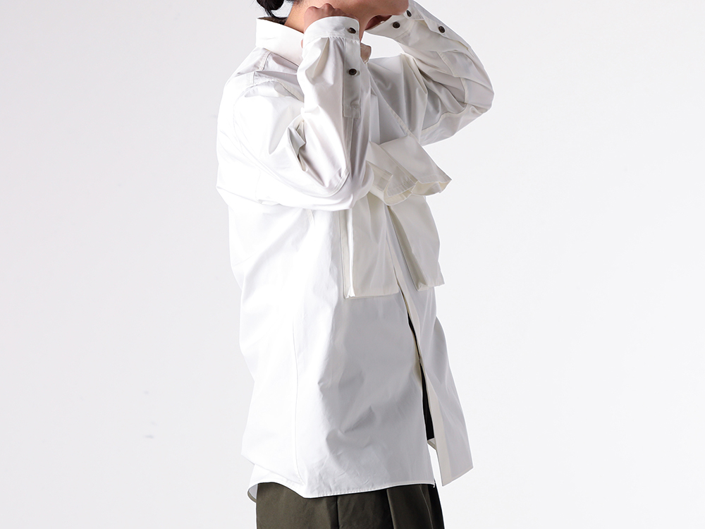 daisuke tanabe- 25-26AW - High-Neck Short Blouson Featuring Panel Construction - asbel/ventile Blouson (02_403_2 olive) - sahad Shirt (02_602 porcelain) - RG1999TVA 1-0010