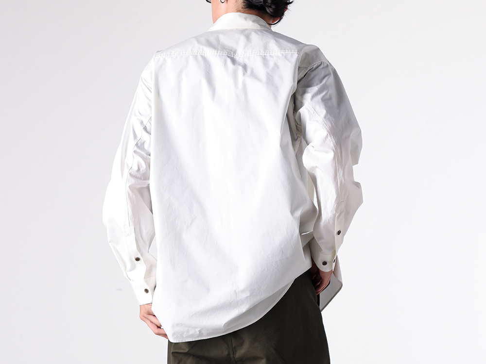 daisuke tanabe- 25-26AW - High-Neck Short Blouson Featuring Panel Construction - asbel/ventile Blouson (02_403_2 olive) - sahad Shirt (02_602 porcelain) - RG1999TVA 1-0011