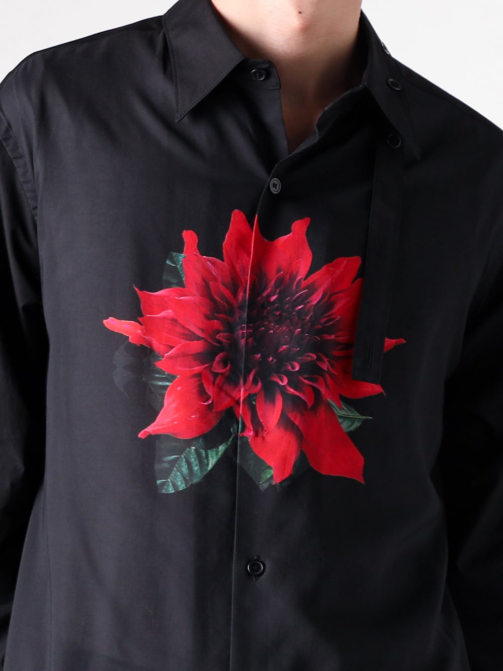 Y's for men - 25AW Styling - Oversized Blouson with Eye-Catching Dahlia Inkjet Print - ML-B18-857 - Black Dahlia Print BIG Blouse 1-004
