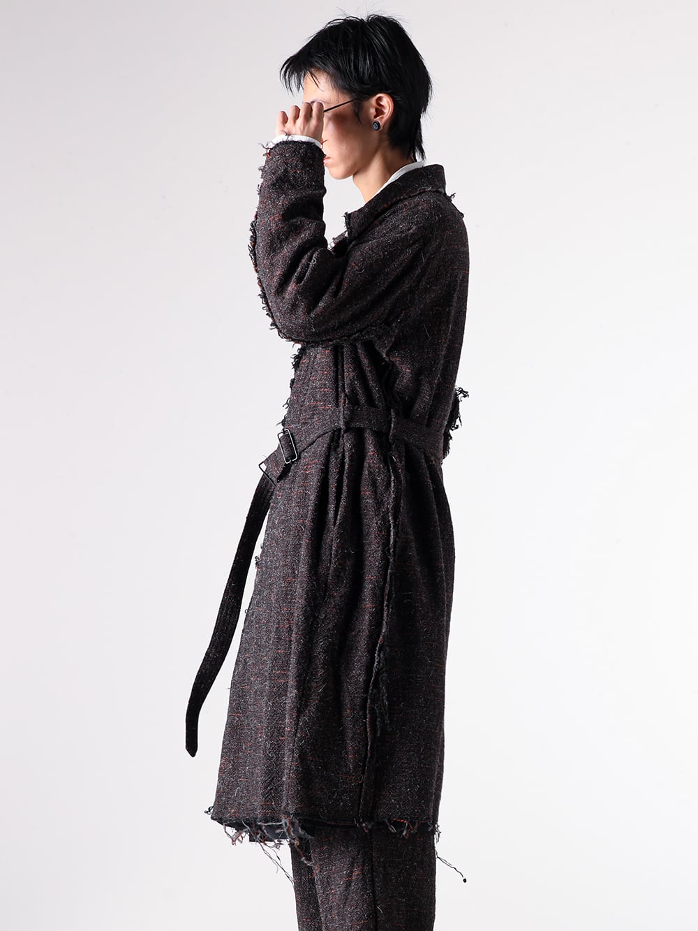 KLASICA - 25AW Styling - A gown coat that exudes overwhelming presence just by throwing it on - 25F-GCT-A01 - Cut off Hem Belted Gown Coat - 25F-SH49-G40 - Plain looks unbalance shirts 1-002