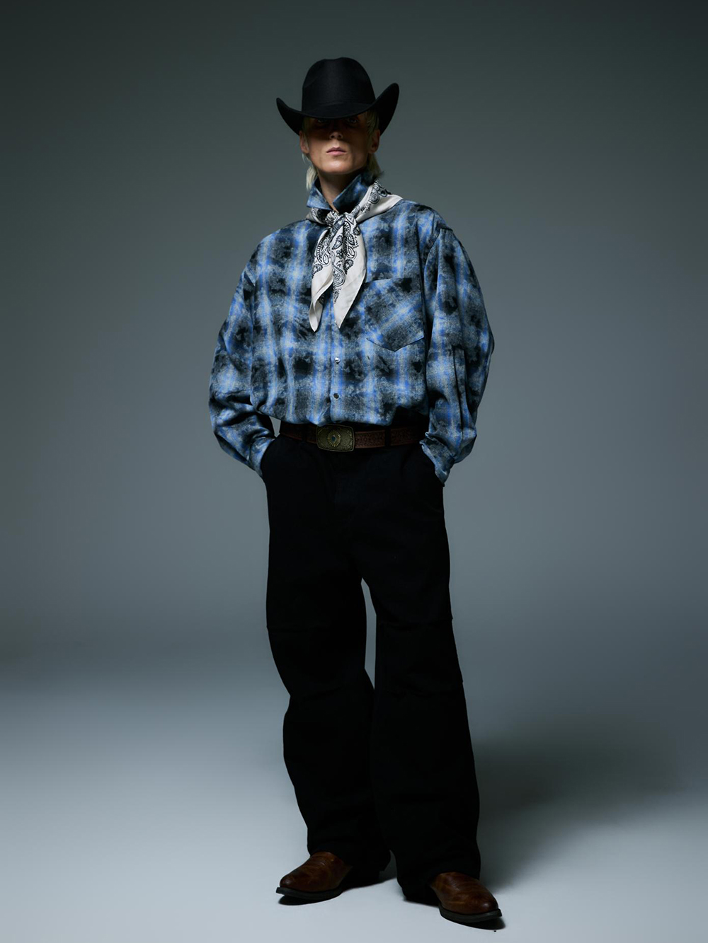 LIBERE - 25AW styling - WESTERN OMBRE SHIRTS （NAVY） - 255245 - WESTERN OMBRE SHIRTS 1-001