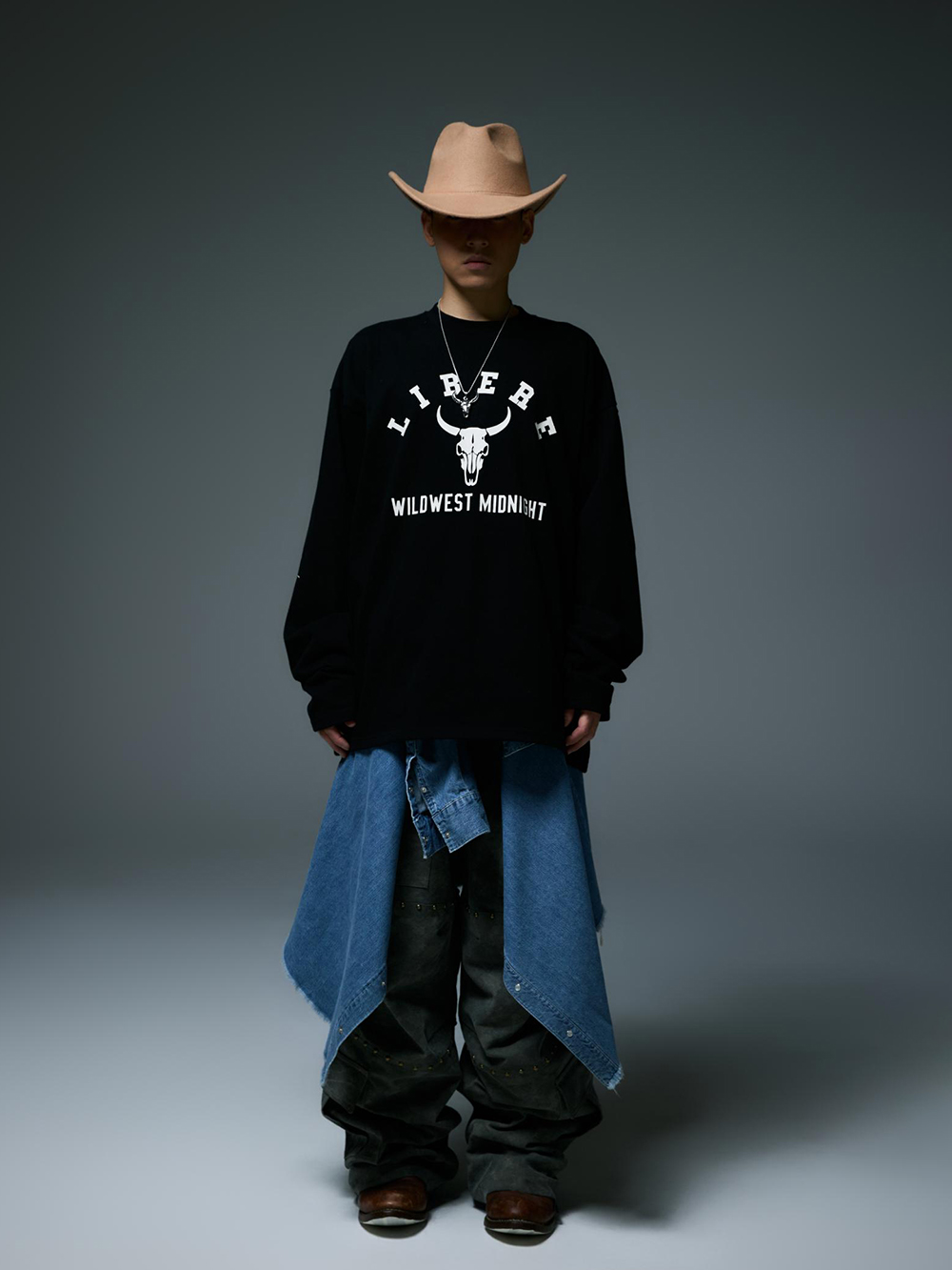 LIBERE - 25AW - BISON BULL LONG SLEEVE T-SHIRTS （BLACK） - 255208 - BISON BULL LONG SLEEVE T-SHIRTS 6-001