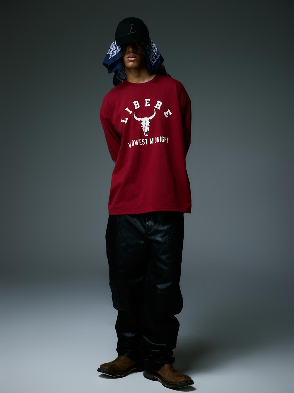 LIBERE - 25AW - BISON BULL LONG SLEEVE T-SHIRTS （RED） - 255209 - BISON BULL LONG SLEEVE T-SHIRTS 7-001