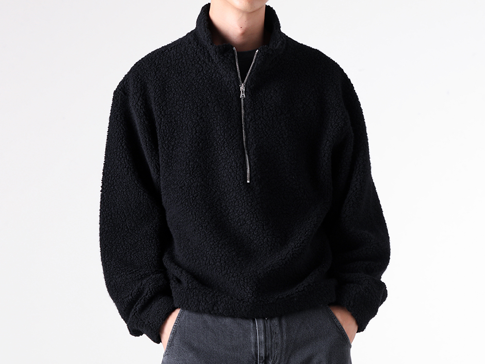 mfpen - 25-26AW  - Knit Sweater - 79. Common Half Zip Sweater （Black） / 877-50130004 2-001