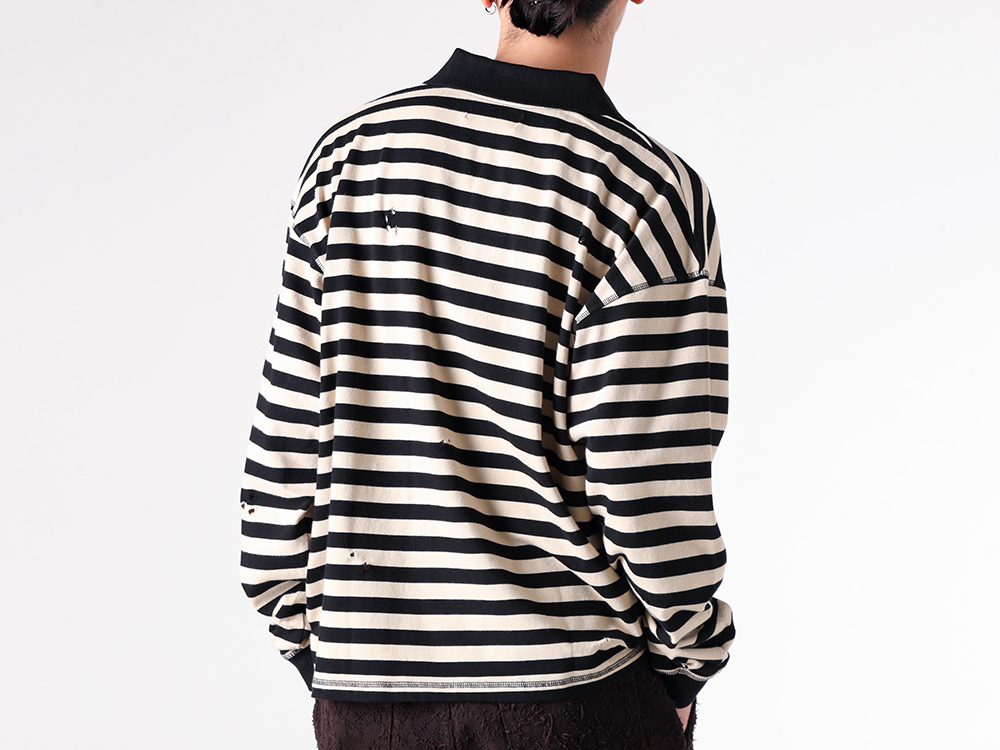 mfpen - 25-26AW - Long Sleeve T Shirts and Short Sleeve T Shirts - 80. Fractured Polo （Wide Black Stripe） / 877-50130005 4-002