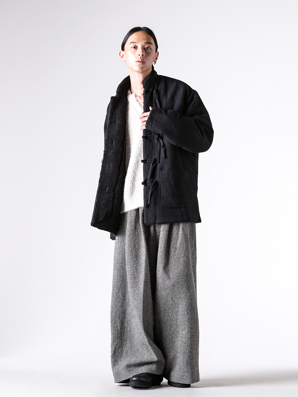 UMA WANG - 25-26AW - Full coordination photo gallery - JAPE JKT (W5/M/UM6547) - POLO TOP (W5/M/UK7584) - POETIC PANTS (W5/M/UM3521) - Norwegian Welted Derby Shoes Vibram Sole (792VX) 3-001