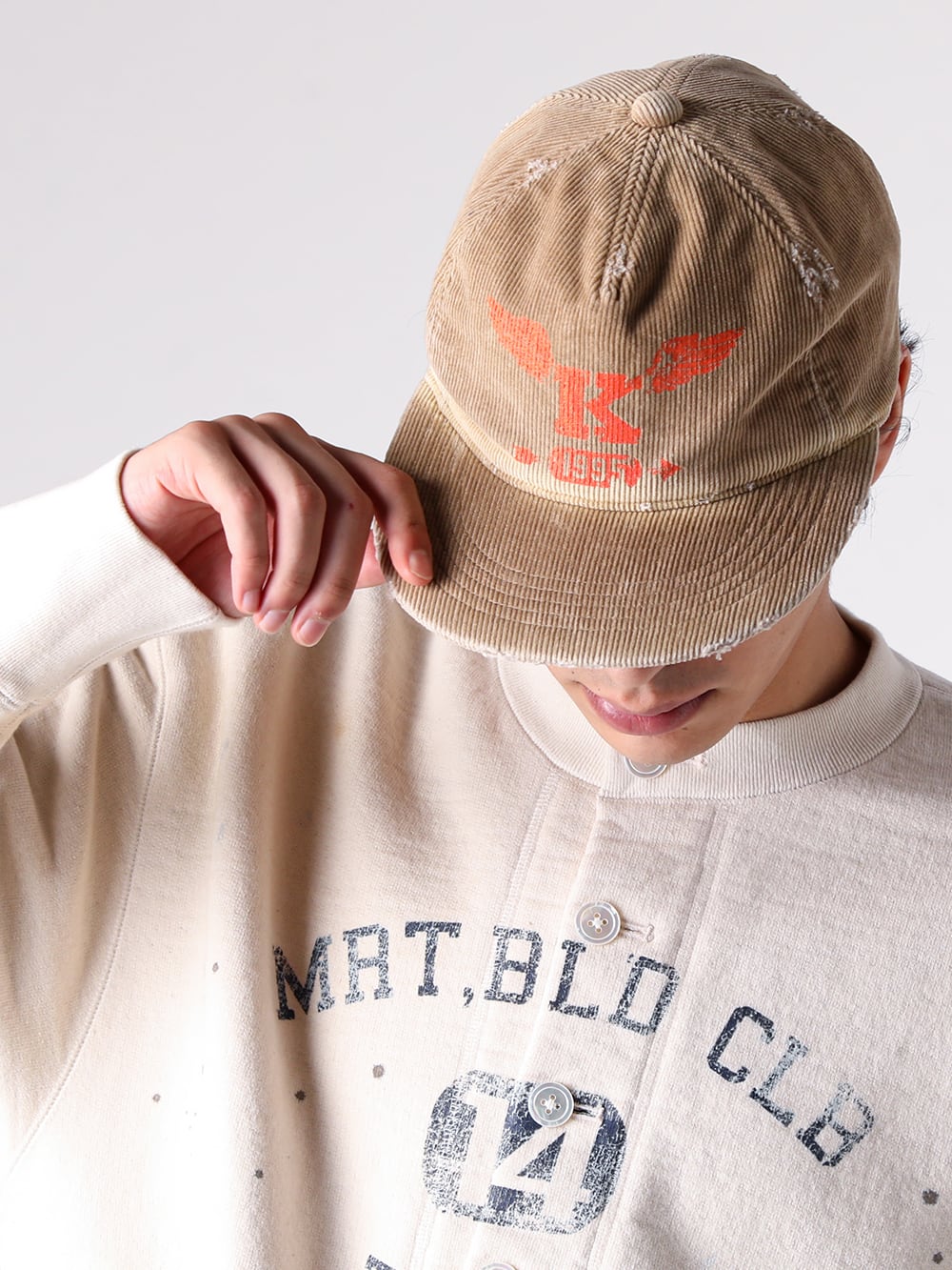 KHOKI - 25AW Styling - Down jacket with unique embroidery - 25fw-t-03 - Vintage-effect sweat cardigan - G15CA104 - CA4LA × KAMIYA K-Wing Distressed Cap 1-007