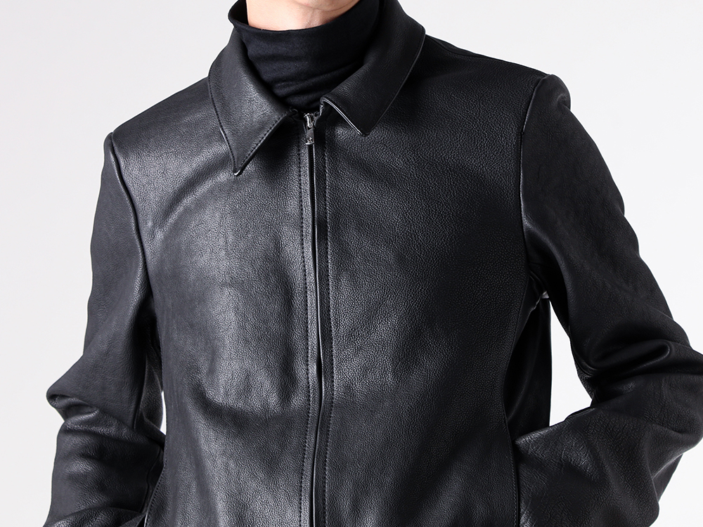 FRACTION - 25-26AW - Minimalist Leather Blouson with Refined Design - Lou R Jacket (FM25FW102KSL) - Buid LS Turtle Tee (FM25FW510WJ) 1-002