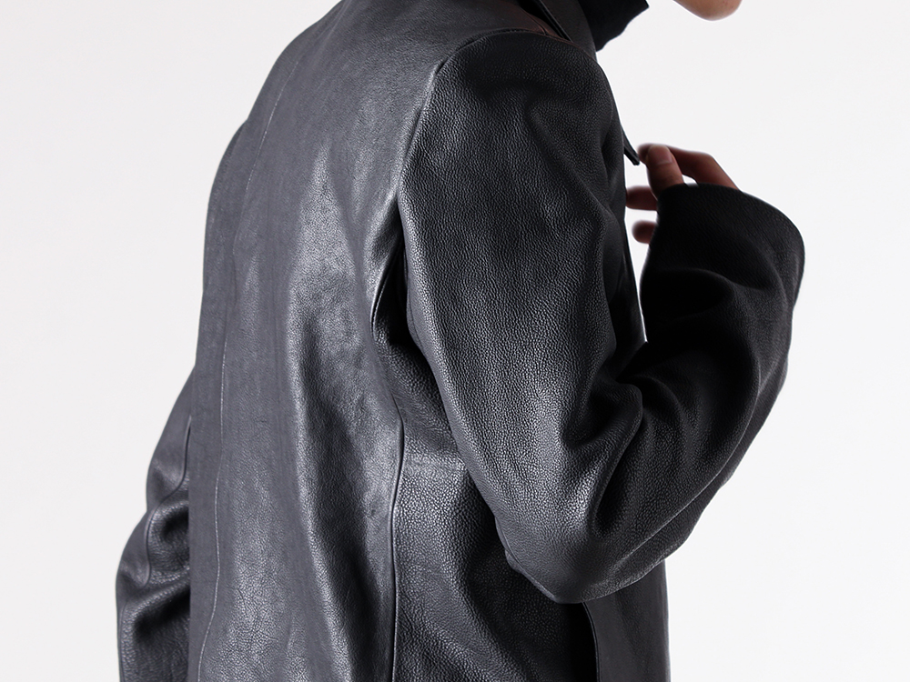 FRACTION - 25-26AW - Minimalist Leather Blouson with Refined Design - Lou R Jacket (FM25FW102KSL) - Buid LS Turtle Tee (FM25FW510WJ) 1-003