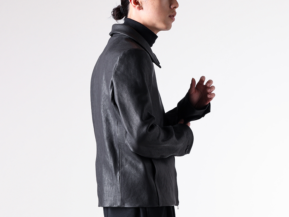 FRACTION - 25-26AW - Minimalist Leather Blouson with Refined Design - Lou R Jacket (FM25FW102KSL) - Buid LS Turtle Tee (FM25FW510WJ) 1-004