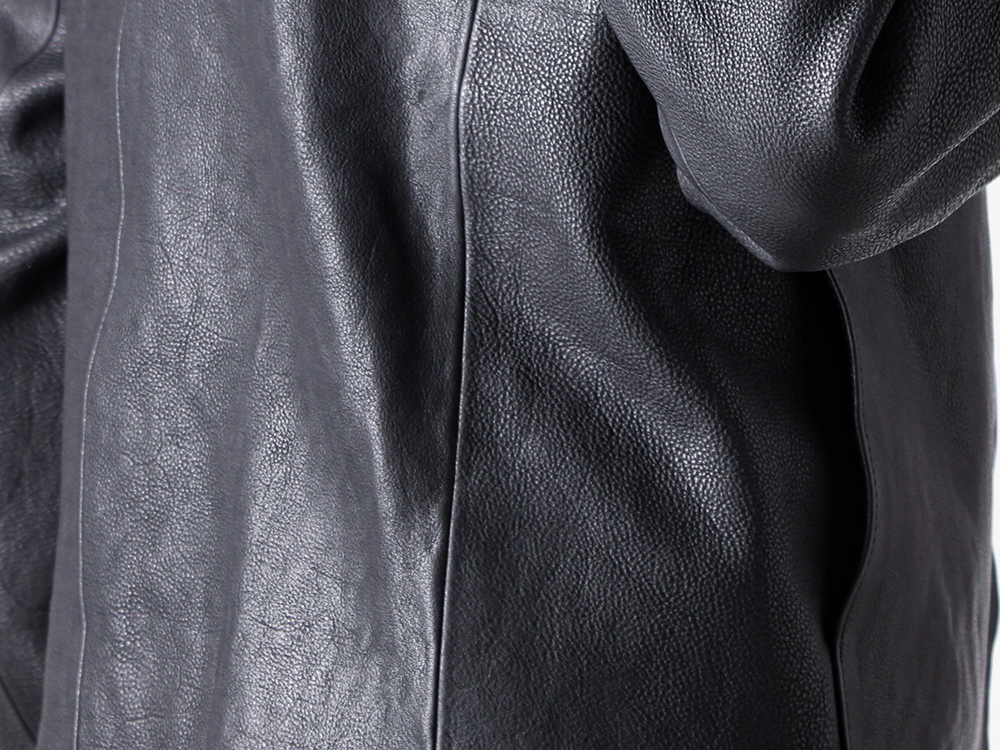 FRACTION - 25-26AW - Minimalist Leather Blouson with Refined Design - Lou R Jacket (FM25FW102KSL) - Buid LS Turtle Tee (FM25FW510WJ) 1-007