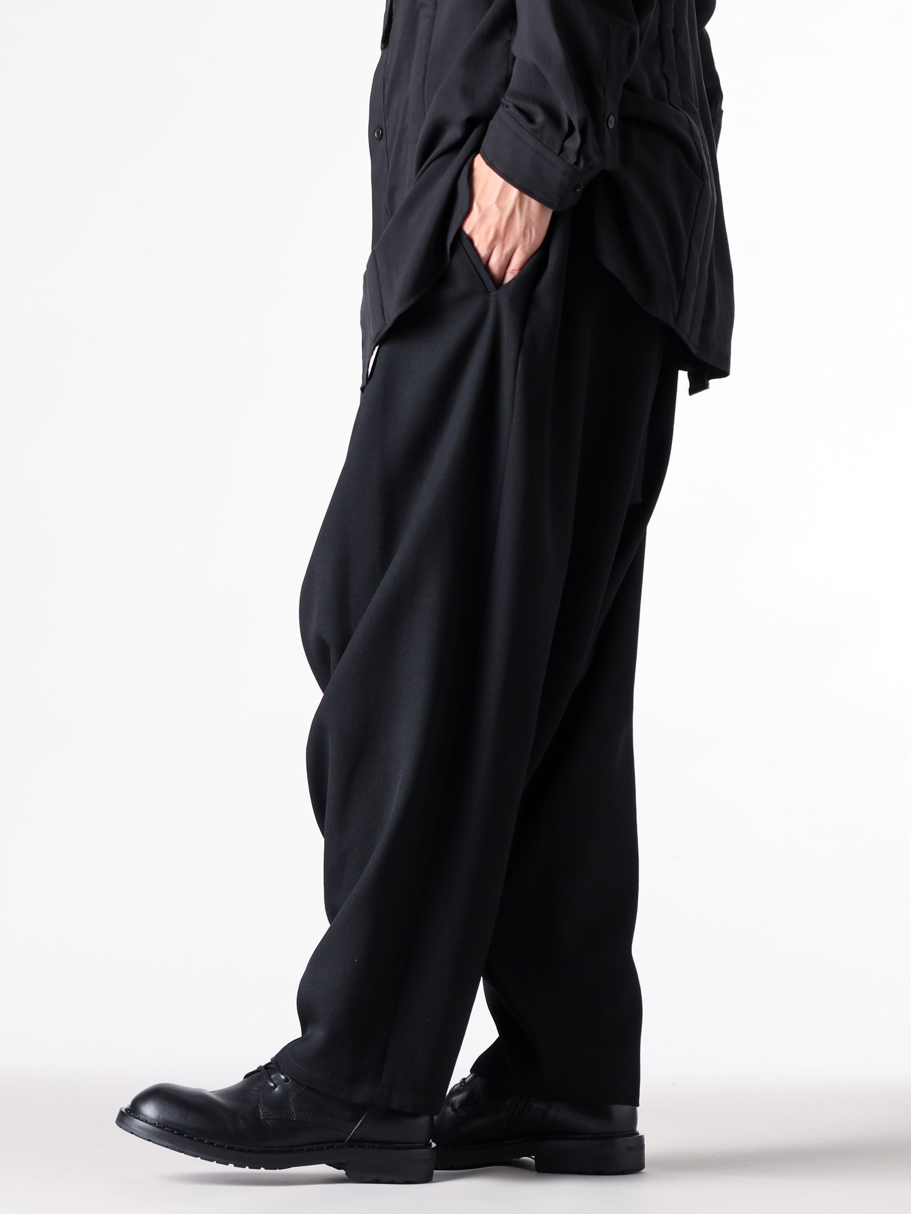 Yohji Yamamoto POUR HOMME - 25AW  - 下半身 - HM-P14-101 - Draped gabardine pants - C000MC01 - Danny Ankle Boots 2-002