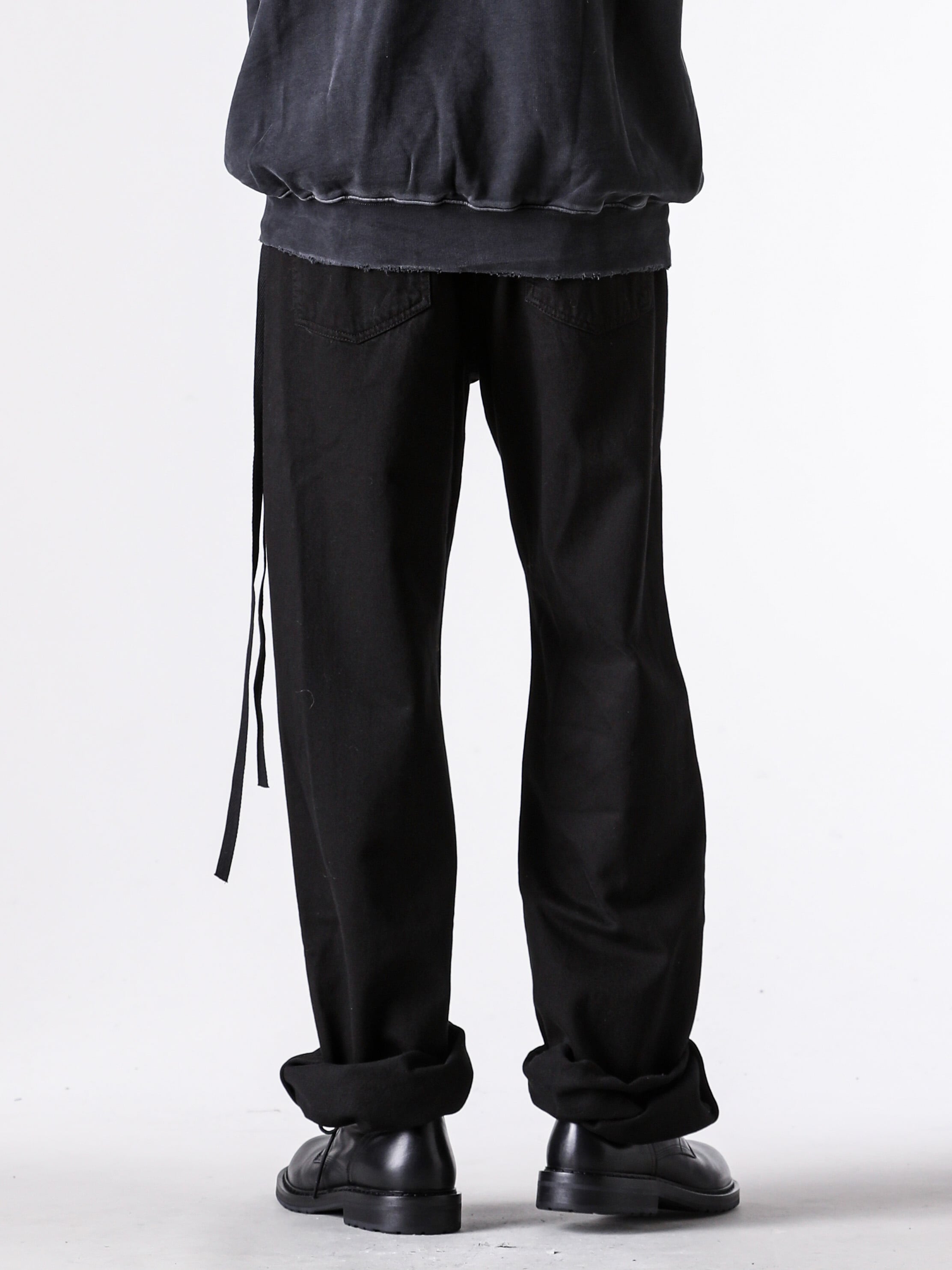 Ann Demeulemeester - 25AW  - ストレートシルエットでワイドカットデザインを採用したトラウザーズ - digs.284-21501 - RONALD 5-POCKETS COMFORT TROUSERS - C000MC01 - Danny Ankle Boots 2-003