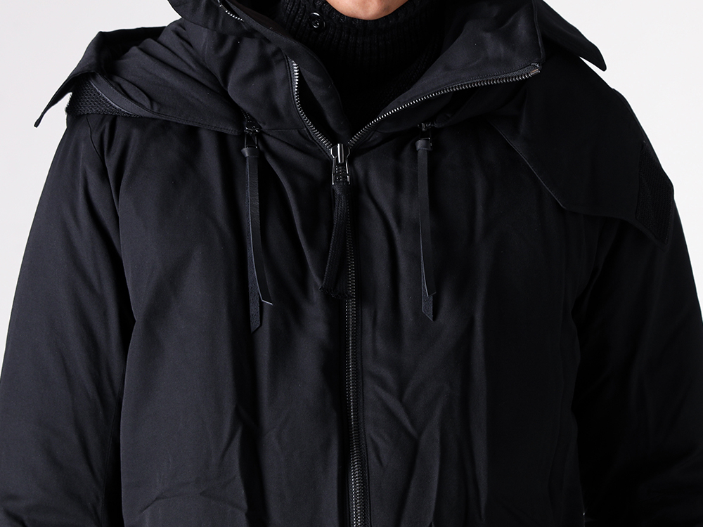 D.HYGEN - 25-26AW - upper body - Rayon Twill Hood Attached Down Jacket (ST104-0125A) - Cotton Cashmere Crust Patch Knit Pullover (ST103-0125A) 1-002