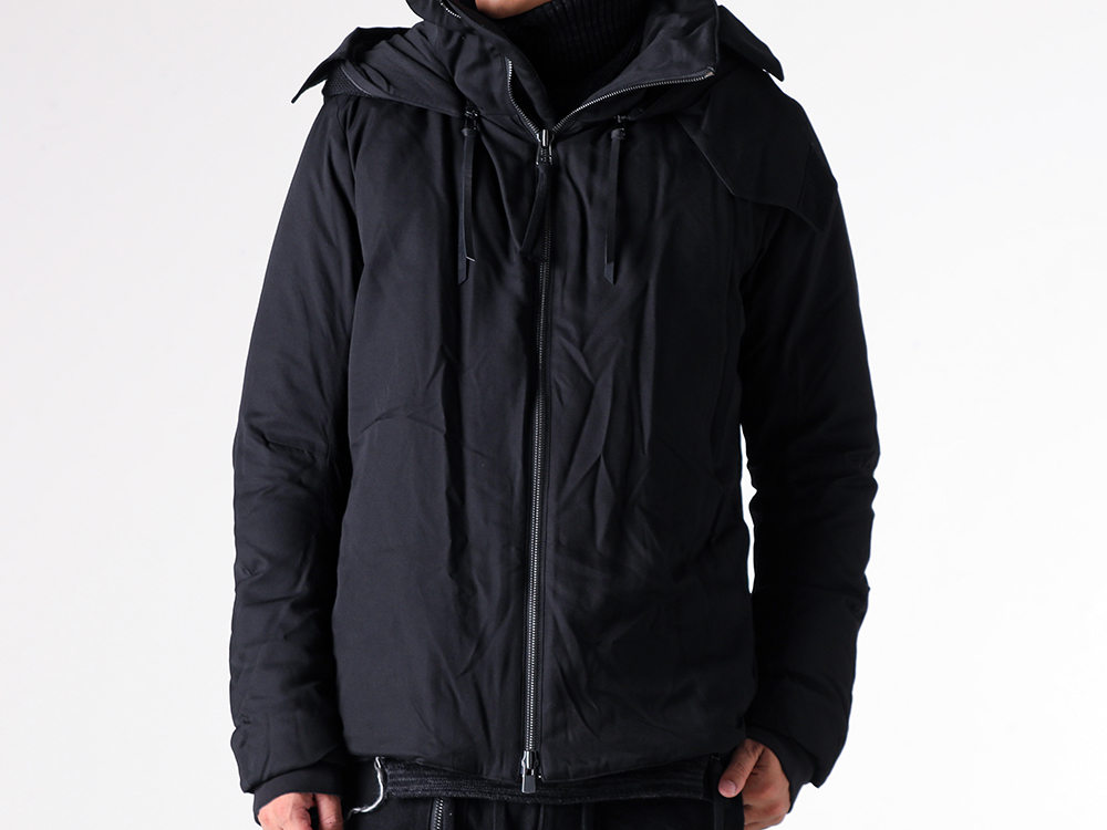 D.HYGEN - 25-26AW - upper body - Rayon Twill Hood Attached Down Jacket (ST104-0125A) - Cotton Cashmere Crust Patch Knit Pullover (ST103-0125A) 1-003