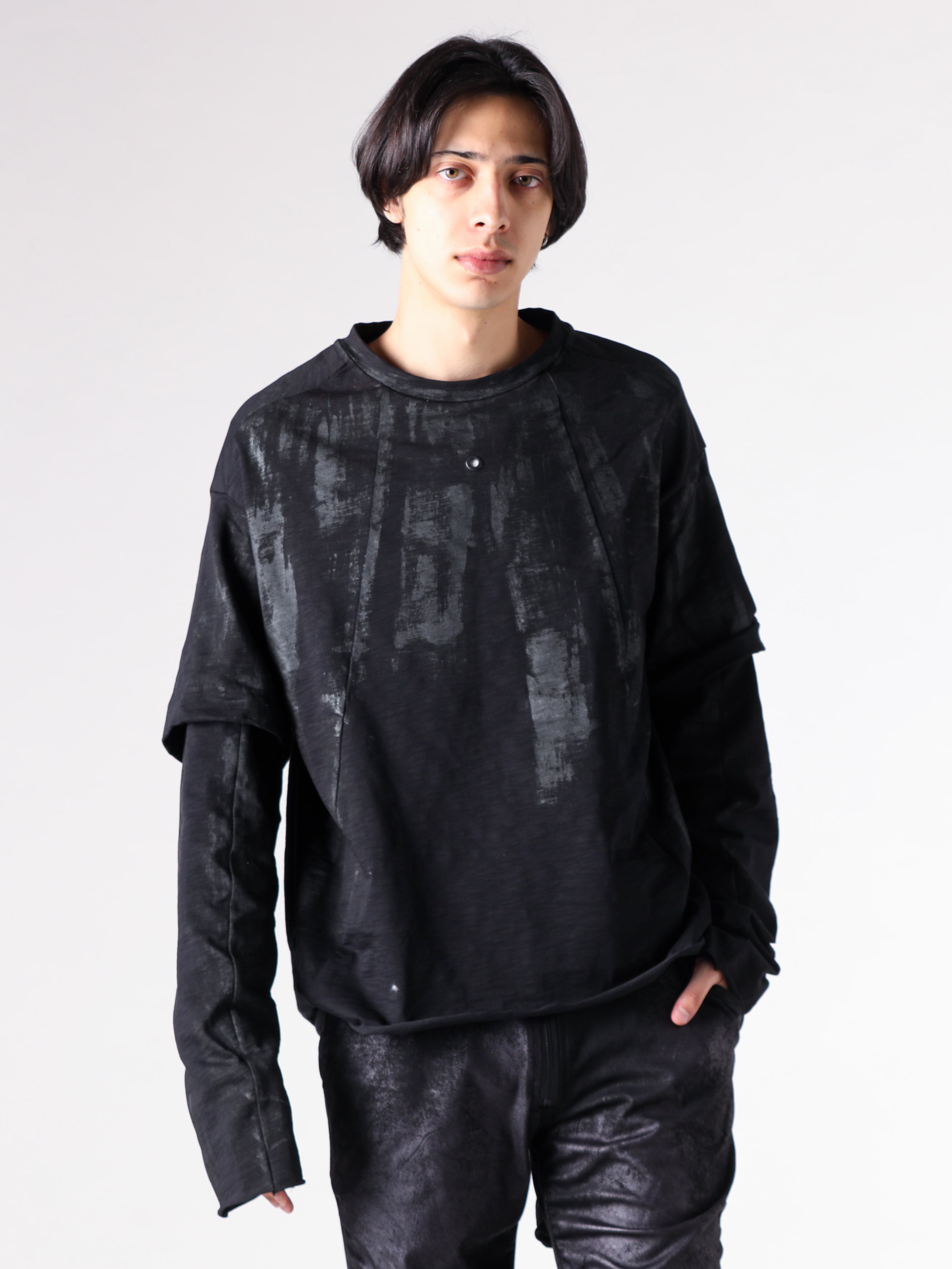 Justin Gall - 25AW styling - 上半身 - JGALL_RAWTAW25-02 - ABOMINABLE MAX PUFF PARKA - JGALL_RAWTAW25-28 - Layered Tar Waist Tee Brushed Slub Cotton - JGALL_RAWTAW25-42 - Titanium Layered Sphere Shades Cvb 1-006