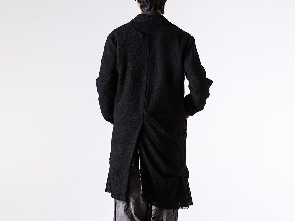 CHIAHUNG SU - 25-26AW - Coat - Hand Woven Woolen Patched Drapping Knitting Merino Wool Coat (Black Layering) - AW25-MC15-TDSP 1-002