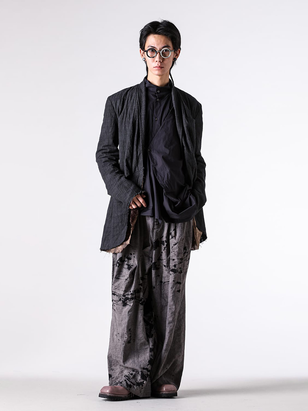 CHIAHUNG SU- 25-26AW  - Jacket - Reversible Hand Dyed Vintage Lace Blazer （Black） - AW25-MJ44-COB 2-006