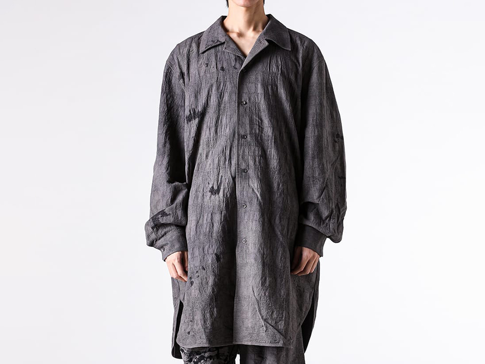 CHIAHUNG SU- 25-26AW - Shirt - Hand Woven & Dyed Elongated Shirt （Charcoal） - AW25-MS28-TOD 3-001