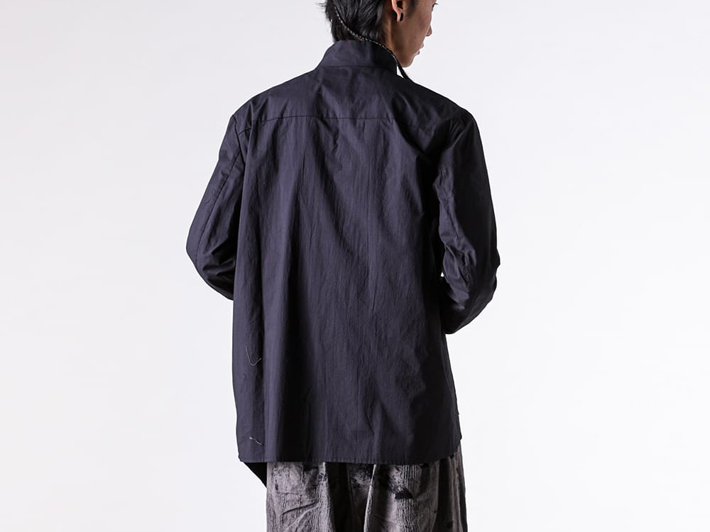 CHIAHUNG SU- 25-26AW - Shirt - Hand Dyed Mandarin Collar Shirt （Dyed Black） - AW25-MS25-TCO 3-005