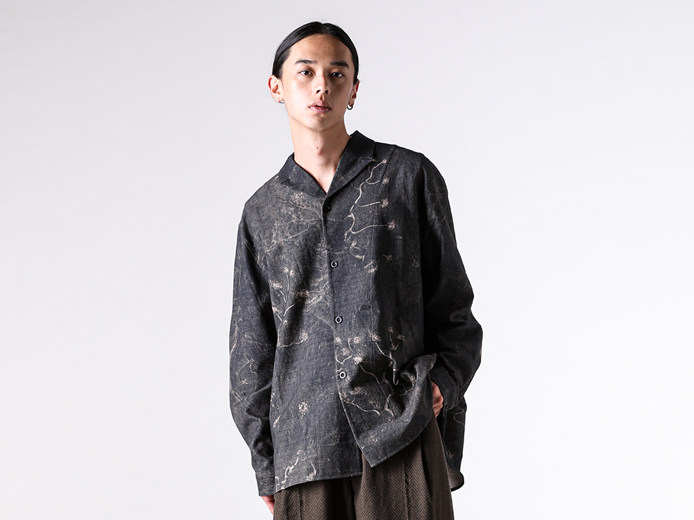STOVAIGH(ストヴァーグ) - 25-26AW  - シャツ - Ancient creepers print shirt （Black_Brown） / ST25050SHT 2-004