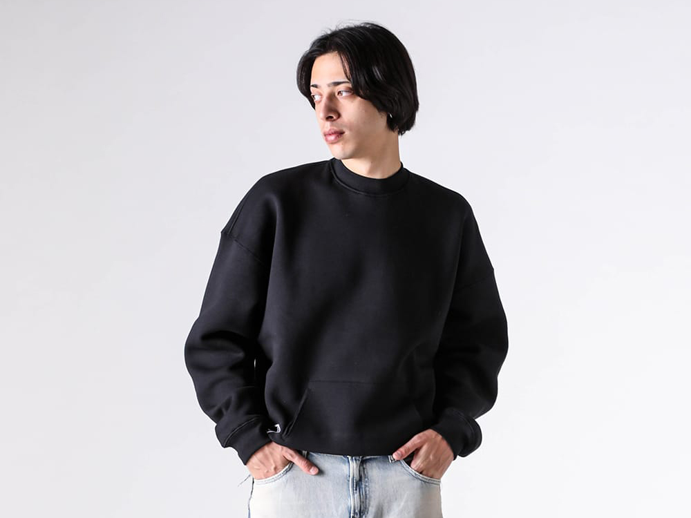 PROTOTYPES(プロトタイプス) - 25-26AW  - スウェット・Tシャツ - BOX PLEAT CREW NECK （BLACK） / 32PT08JE01USBK 2-001